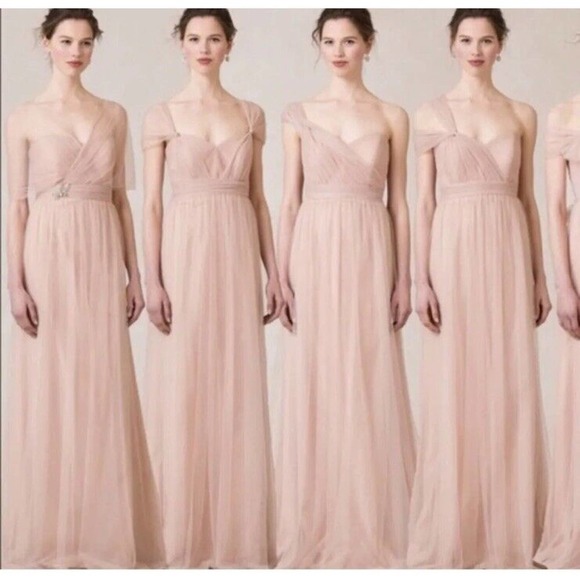 Jenny Yoo Annabelle Convertible Bridesmaid Prom Dress Sz 8 Rose Pink Tulle Long - Picture 2 of 10